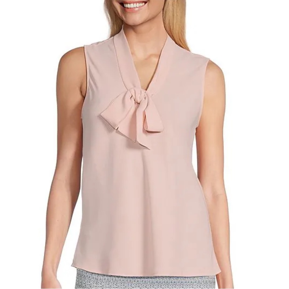 Calvin Klein Light Pink Tie-Neck Blouse